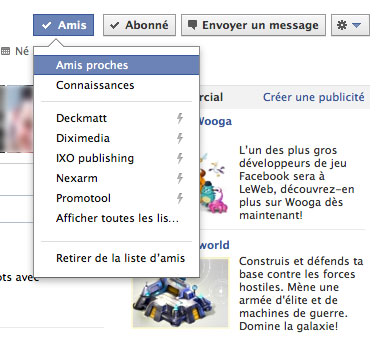 facebook liste d'amis