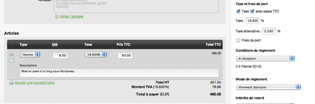 Saisie des prix d'une facture en TTC